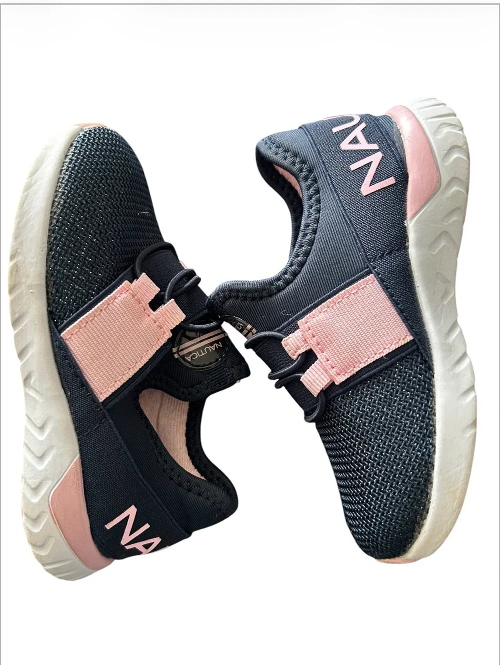 Nautica Black and Pink Slip-On Kids Sneakers